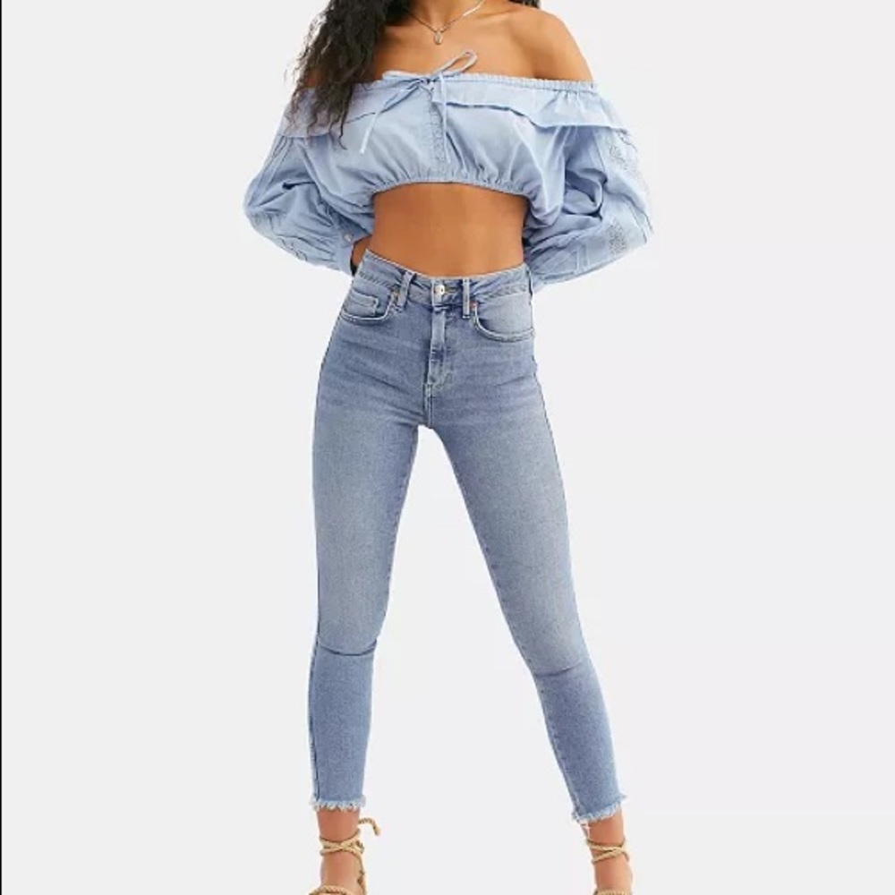 Free people raw hem high-waist. Like new never worn